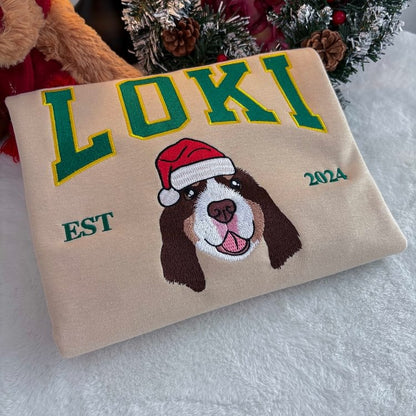 Custom Dog Embroidered Sweatshirt, Hoodie & T-Shirt, Personalized Pet Christmas Sweatshirt