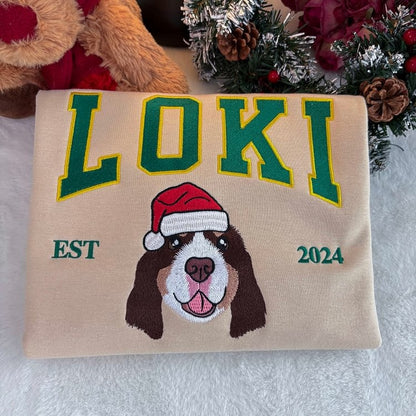 Custom Dog Embroidered Sweatshirt, Hoodie & T-Shirt, Personalized Pet Christmas Sweatshirt