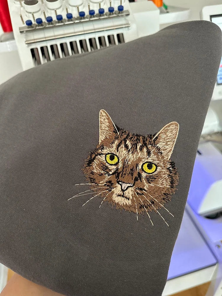 Custom Pet Embroidered Sweatshirt, Hoodie - Gift for Cat Pet Lover