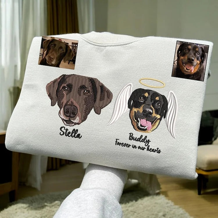 Custom Pet Loss Embroidered Sweatshirt, Pet Memorial Embroidered T-shirt Sweatshirt Hoodie
