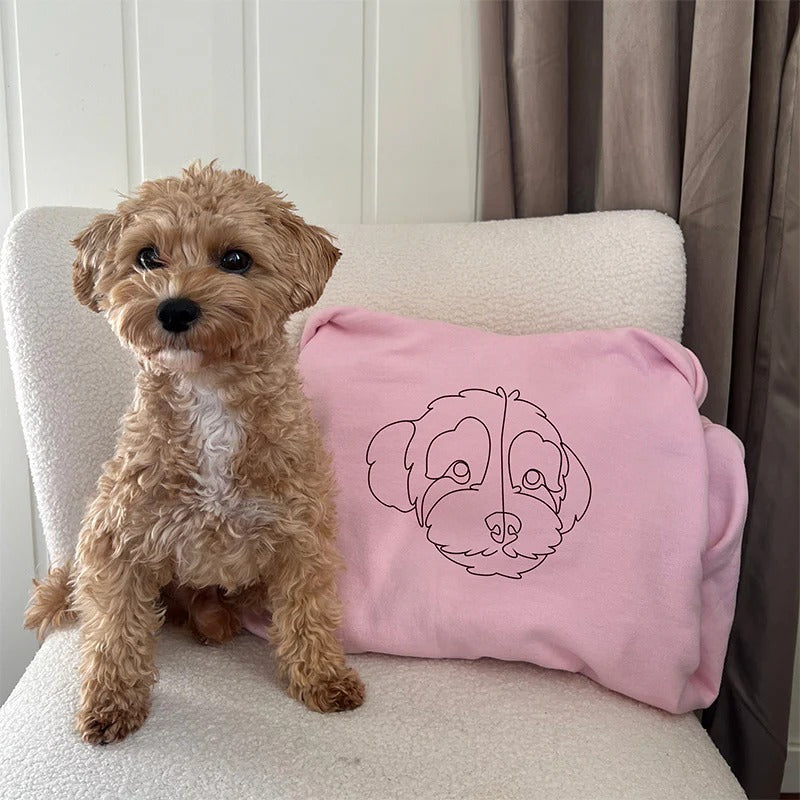 Custom Embroidered Sweatshirt,Pet Face Sketch Embroidery