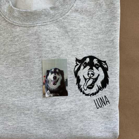 Personalized Dog Sweatshirts for Humans with Custom Embroidered Dog Face and Dog Name