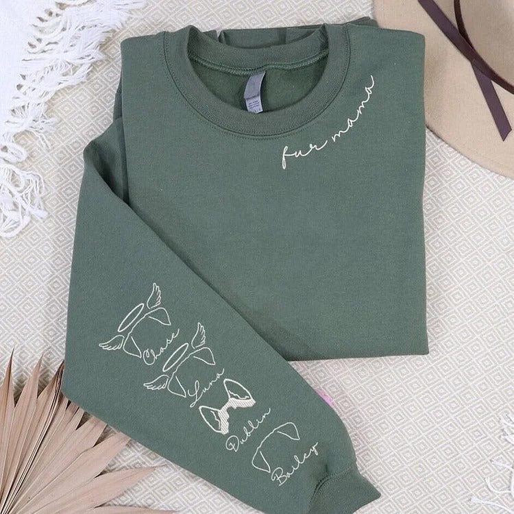 "Dog mama” – Pet Ears Embroidered Sweatshirt For Dog Mothers