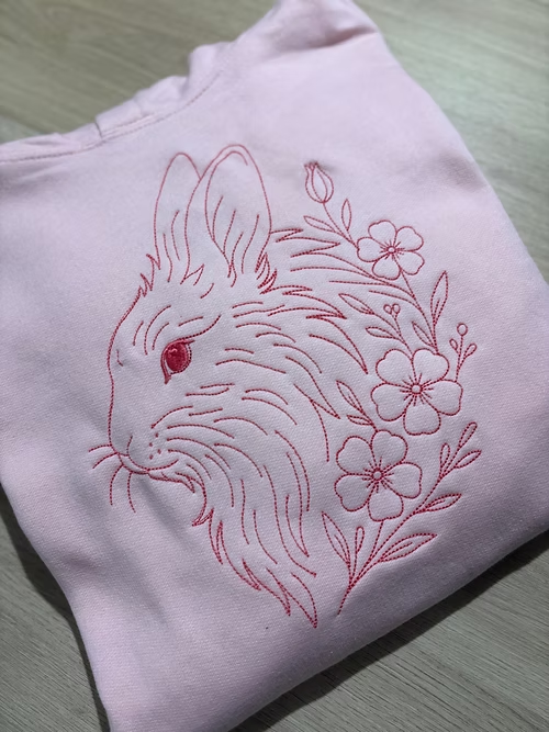 Pet Portrait Outline Embroidered Sweatshirt with Floral Details