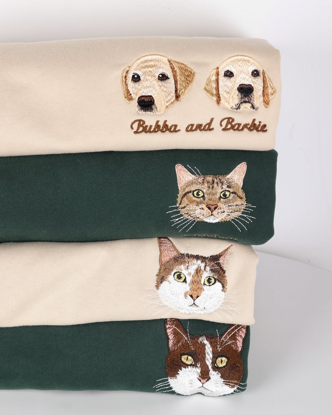 Custom Pet Embroidered T-shirt from Photo, Personalized Pet Face and Pet Name Sweatshirt or Shirt