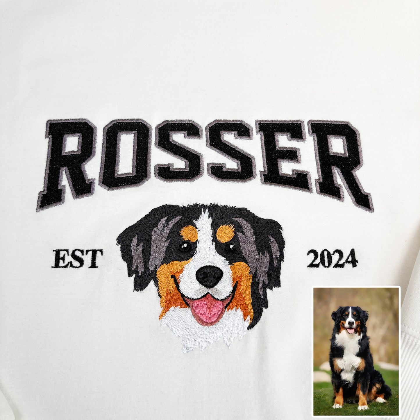 Personalized Embroidered Pet Dog Face and Name Est Sweatshirt Keepsake Gift for Dog Dad Mom