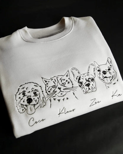 Custom Embroidered Pet Face Sweatshirt,Personalized hoodie embroidered with multiple pets