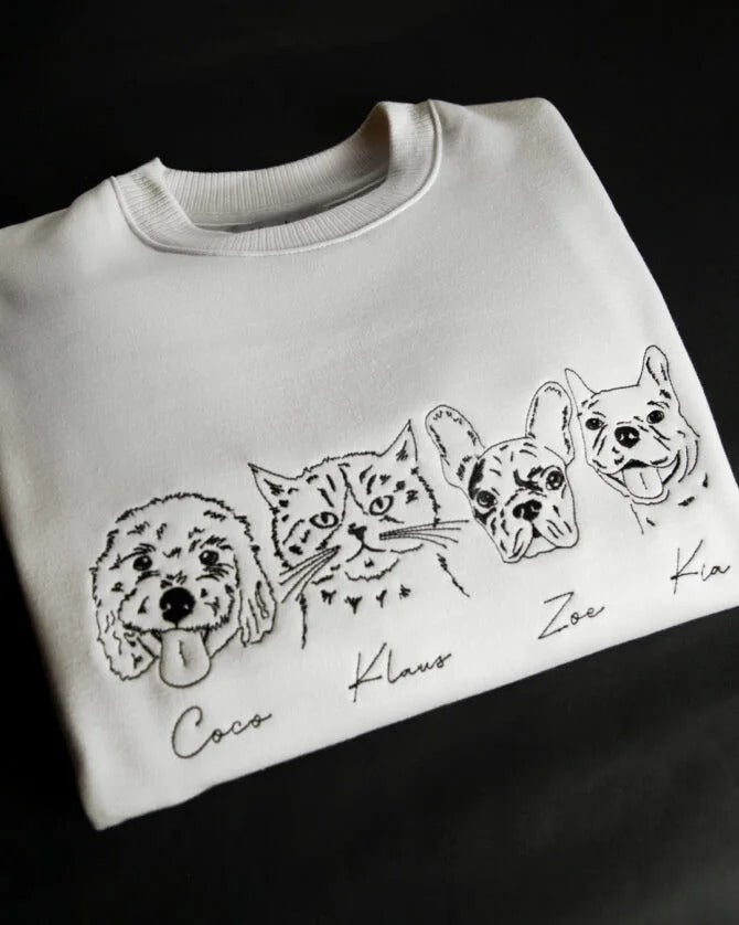 Custom Embroidered Pet Face Sweatshirt,Personalized hoodie embroidered with multiple pets