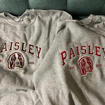 Personalized Embroidered Pet Sweatshirt with Portrait From Photo and Name, Gifts For Pet Owners