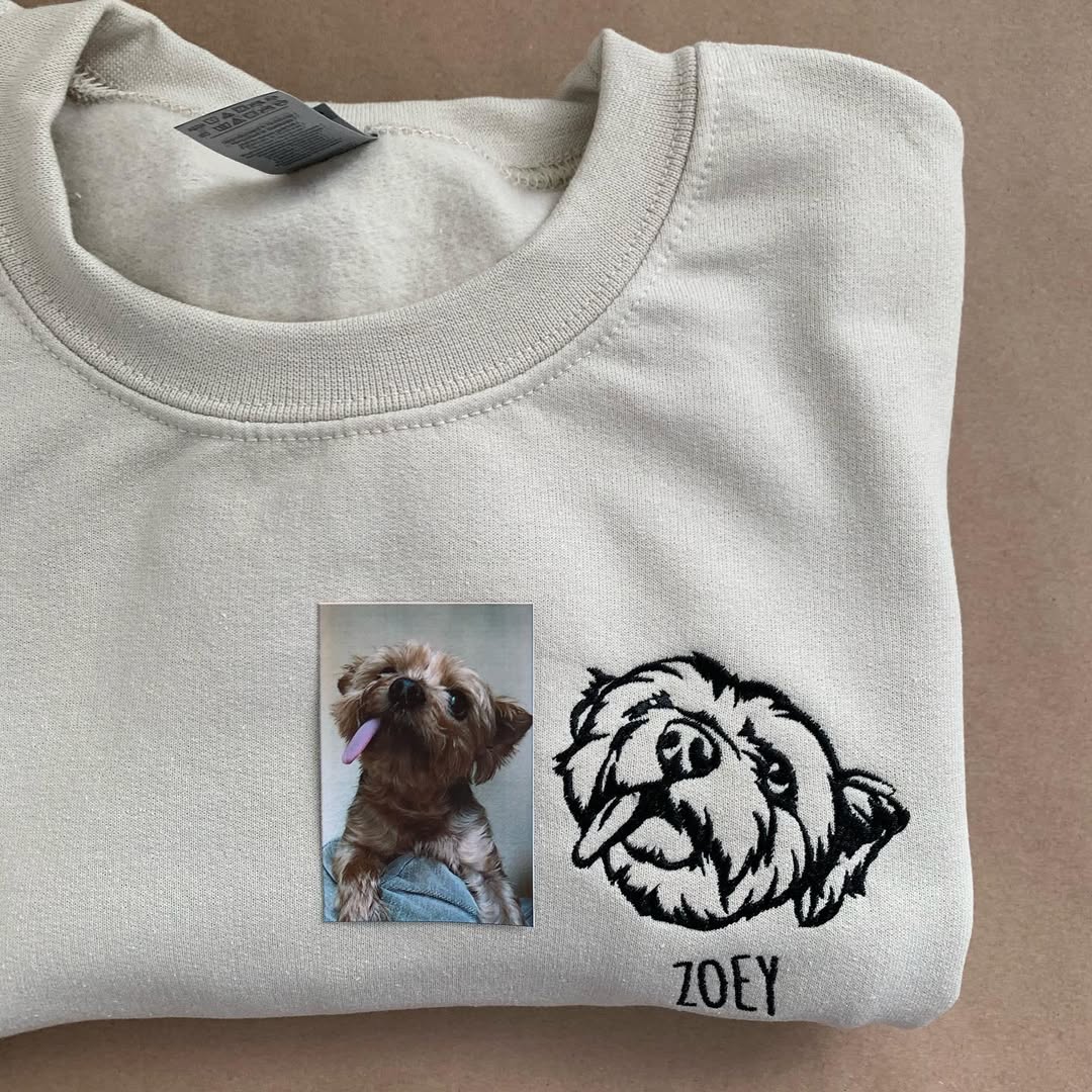 Personalized Dog Sweatshirts for Humans with Custom Embroidered Dog Face and Dog Name