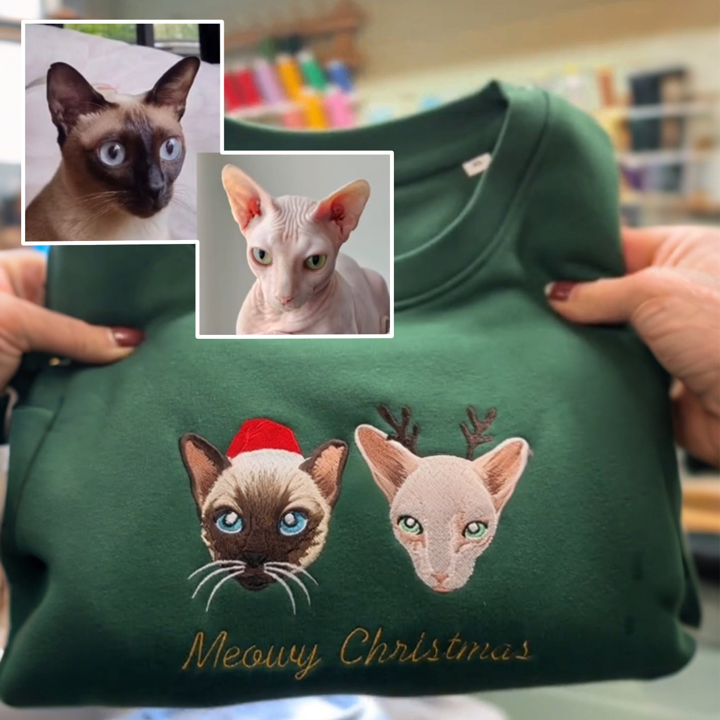 Custom Pet Portrait Sweatshirt -Retro Cat Mom Hoodie -Pet Lovers Gift