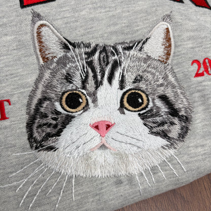 Personalized Embroidered Pet Face and Name Est Sweatshirt Keepsake Gift for Pet Lovers