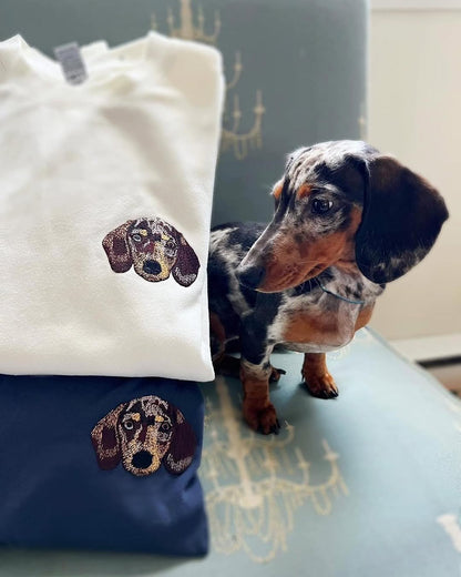 Rich Color Custom Embroidered Dog Face Sweatshirt from Your Photo