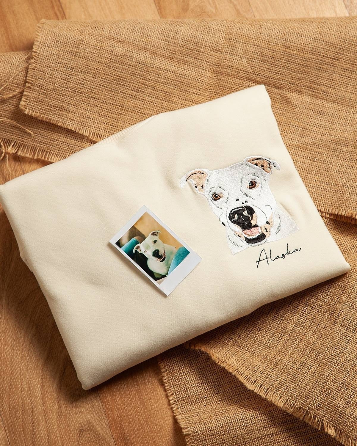 Rich Colors,Custom Embroidered Dog Face T-shirt,Sweatshirt from Your Photo