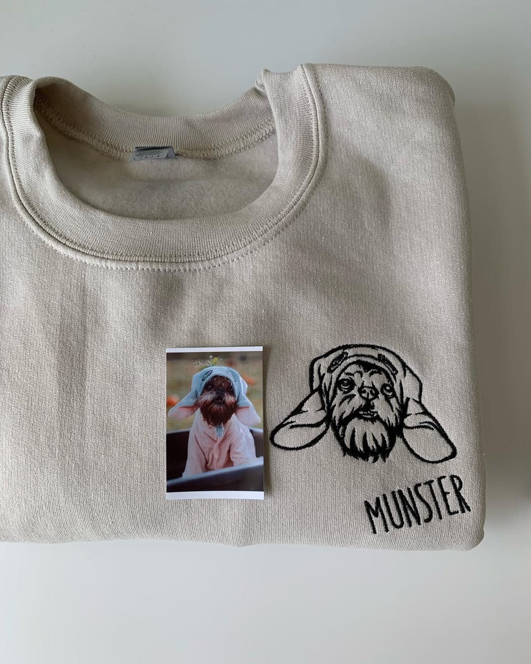 Custom Embroidered Cat Face Sweatshirt from Your Photo with Cat Names on Sleeve