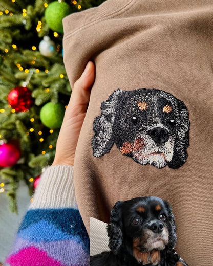 Custom Dog Portrait T-shirt , Personalized Pet Embroidery Hoodies , Dog Lover Gift