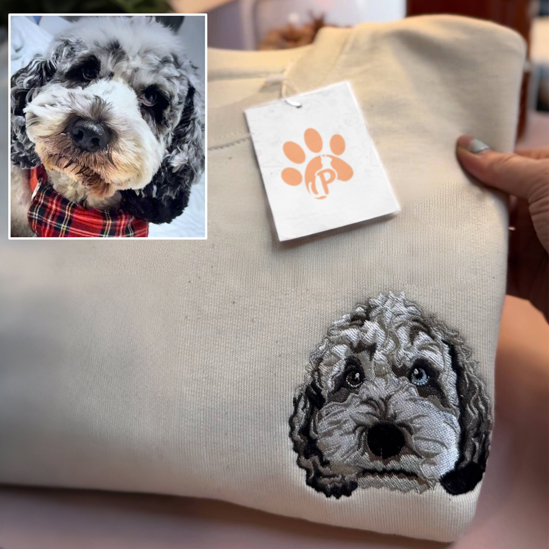 Rich Colors,Custom Embroidered Pet Face Sweatshirt from Your Photo