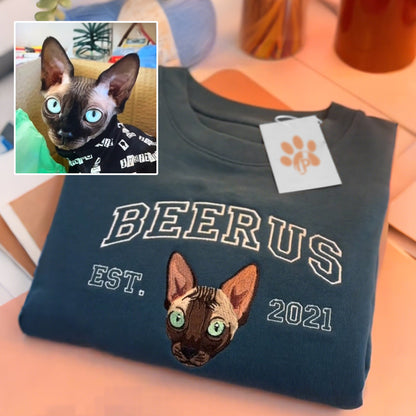 Custom Embroidered Sweatshirt with Dog Face Varsity from Photo, Gift for Pet Lovers