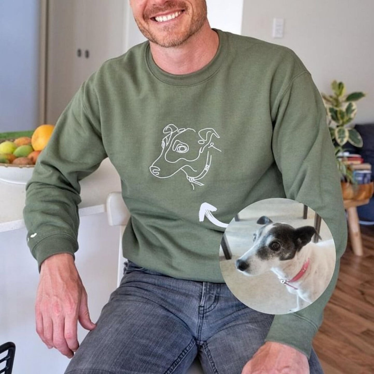 Custom Embroidered Hoodie,Pet Face Sketch Embroidery