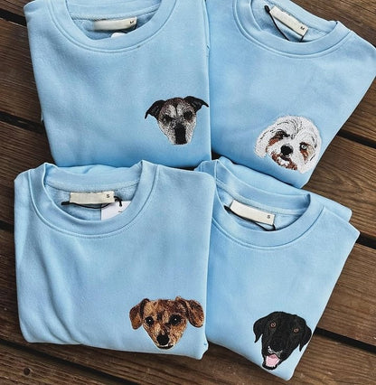 Custom Dog Portrait T-shirt , Personalized Pet Embroidery Hoodies , Dog Lover Gift