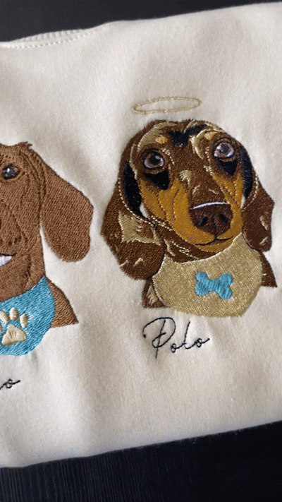 Rich Colors,Custom Embroidered Dog Face T-shirt,Sweatshirt from Your Photo