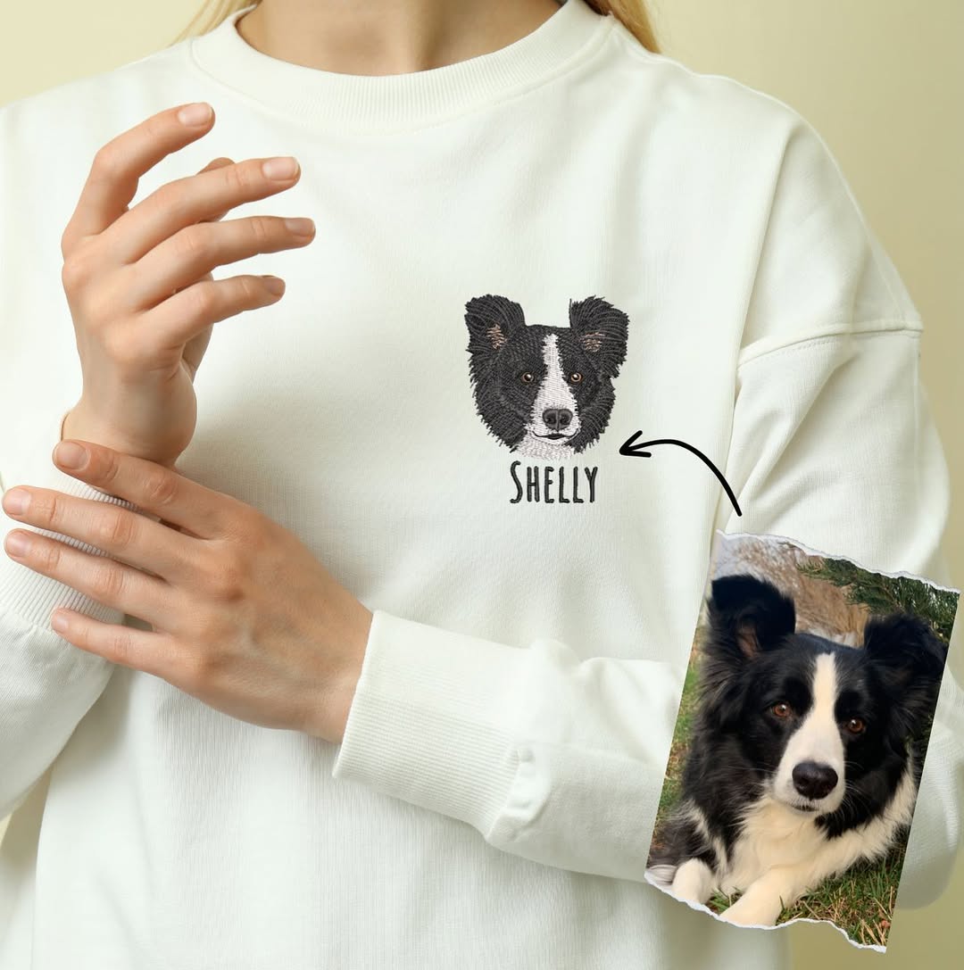 Personalized Dog Photo Hoodies - Custom Pet Name Embroidered Sweatshirts - Dog Owner Gift