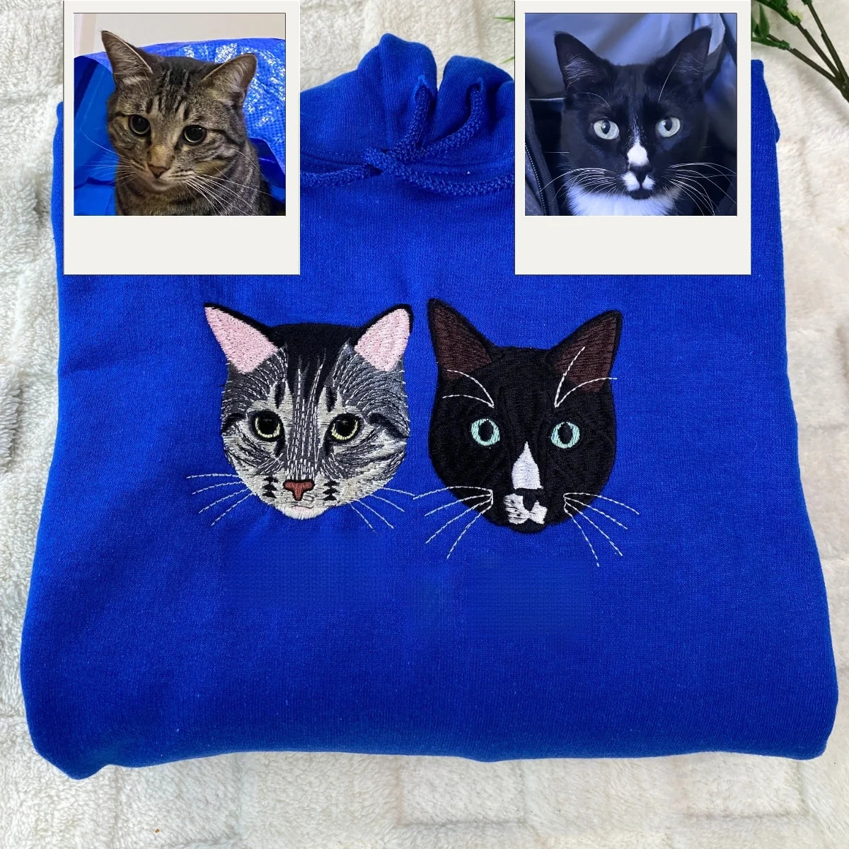 Cat Gift Hoodies Custom - Pet Portrait Embroidery Sweatshirts - Perfect Cat Lover Birthday Gift