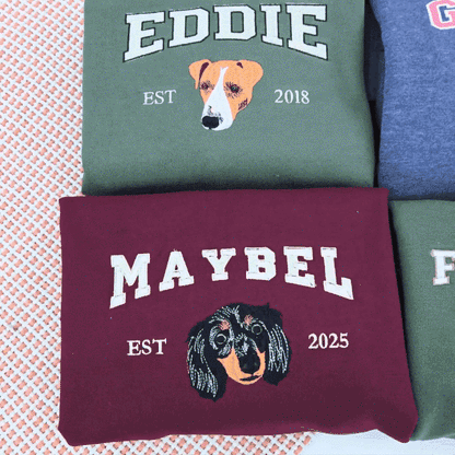 Personalized Embroidered Pet Face and Name Est T-shirt Keepsake Gift for Pet Lovers
