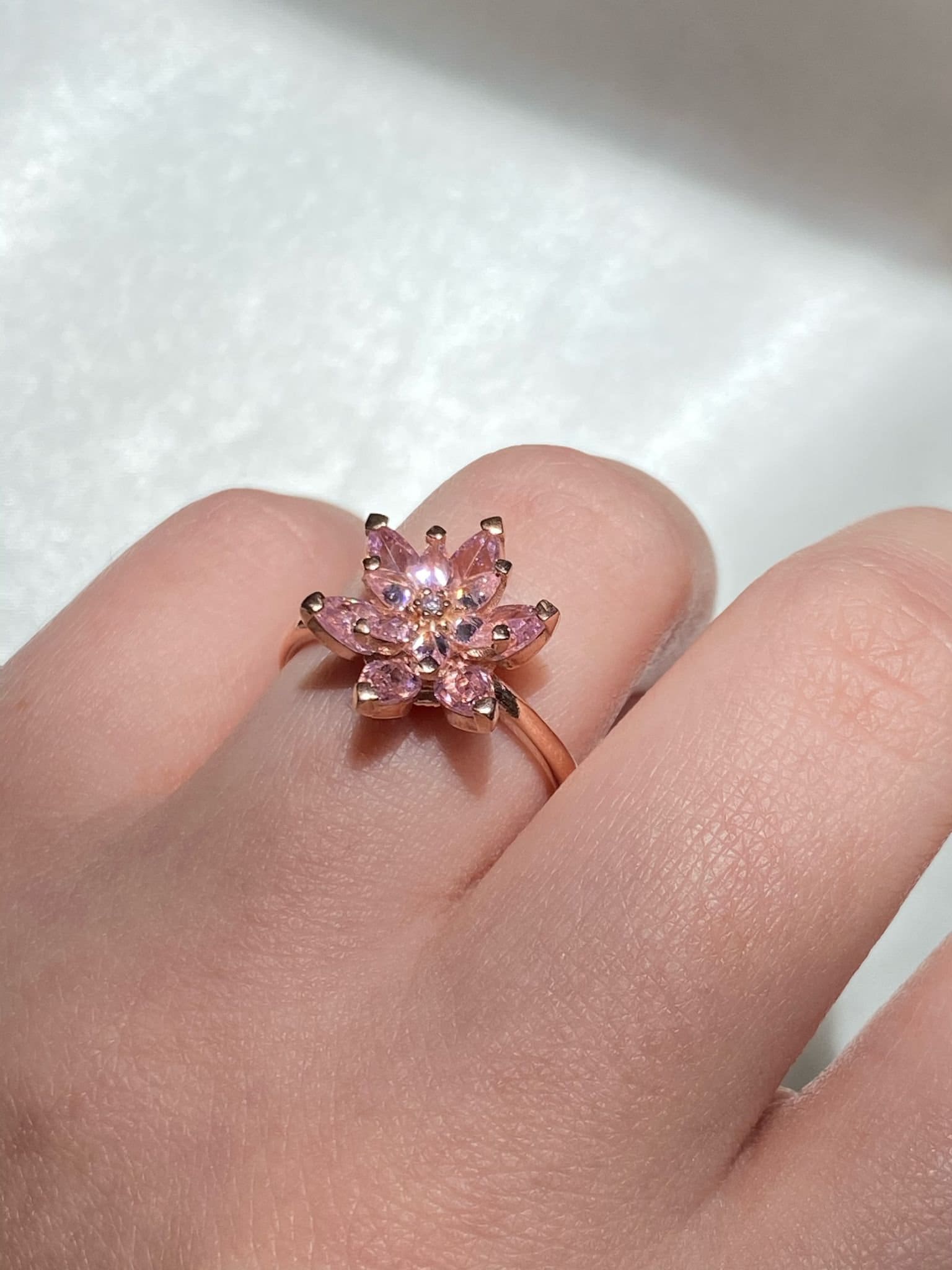 925 Sterling Silver Rose Gold Lotus Flower Ring, Sterling Silver Ring For Women, Lotus