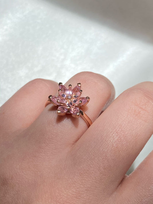 925 Sterling Silver Rose Gold Lotus Flower Ring, Sterling Silver Ring For Women, Lotus