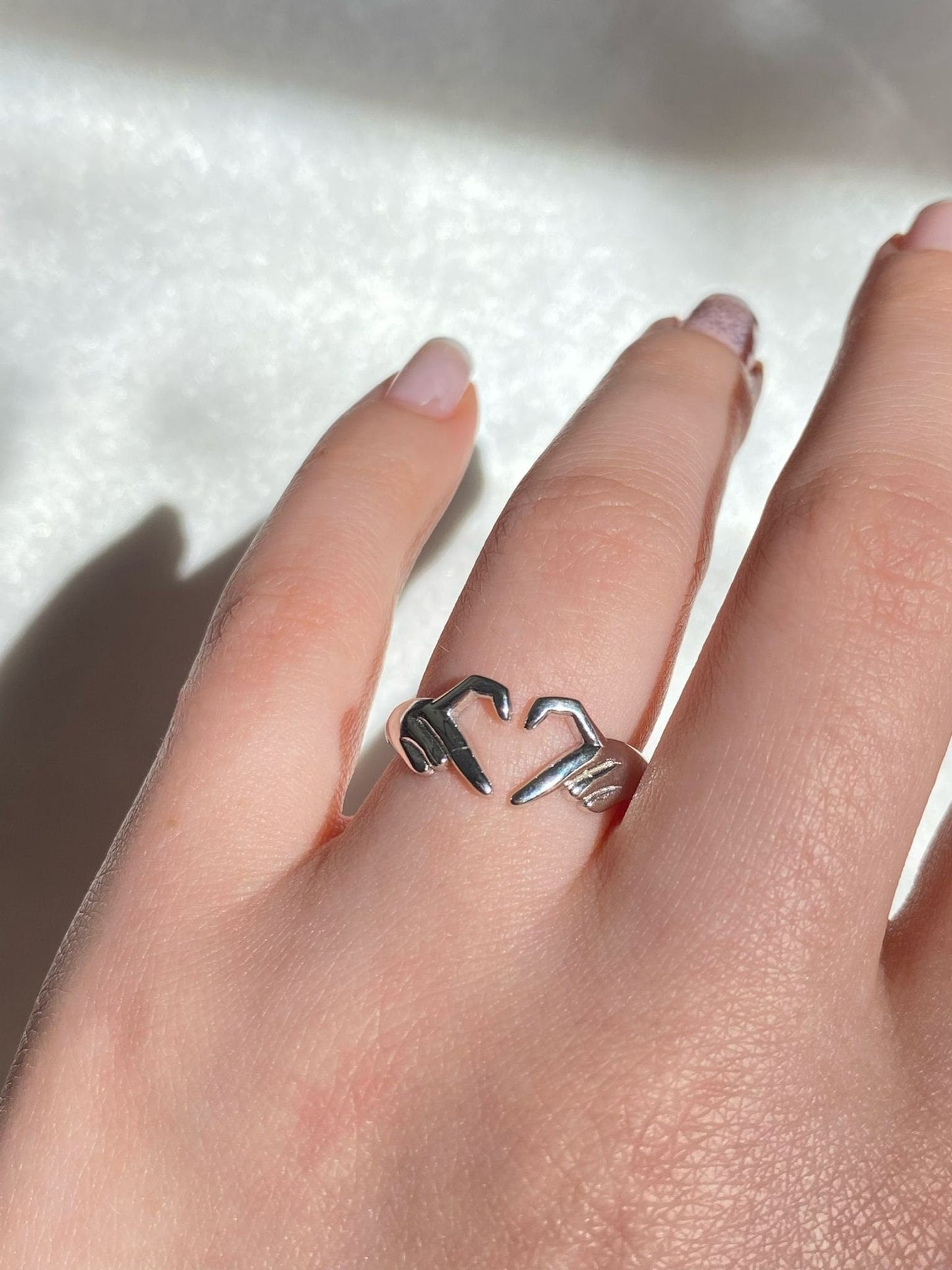 925 Sterling Silver Forever Heart Ring, Heart Sign Hug Ring, Hand Heart Ring, Heart Ring for Women, Aesthetic Rings For Women, Love Ring